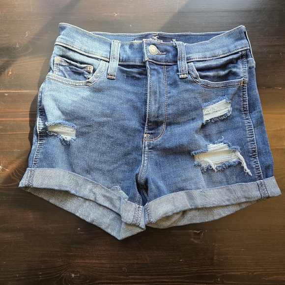 Hollister Pants - Hollister High Rise Denim Blue Jean Shorts 3 Inch Womens Size 1 W25 Soft Stretch